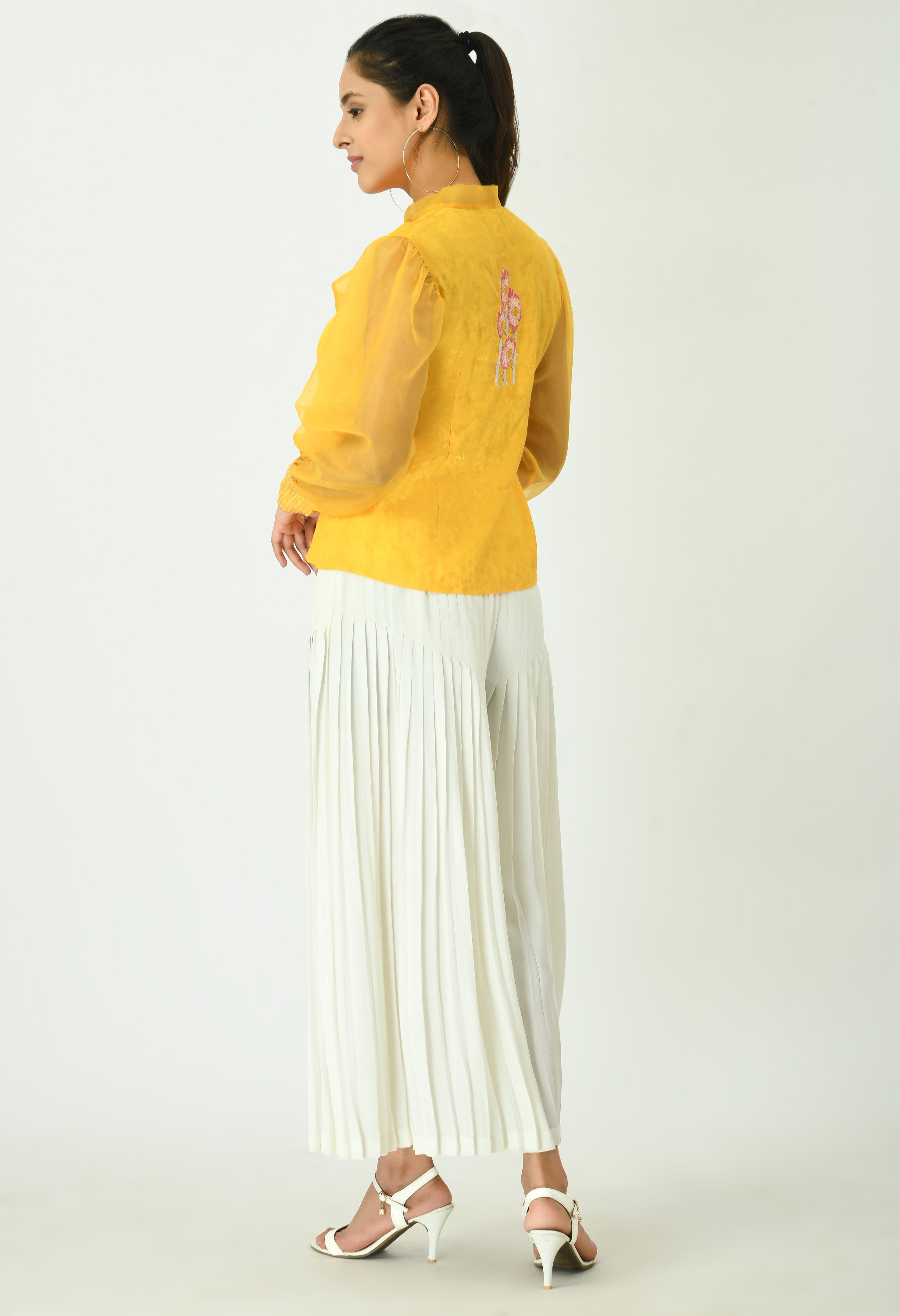 Sunshine Yellow Jacquard Top | Sunshine Yellow Top for women